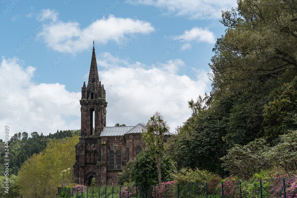 Church in the beautiful nature of Sao Miguel in the Azores.