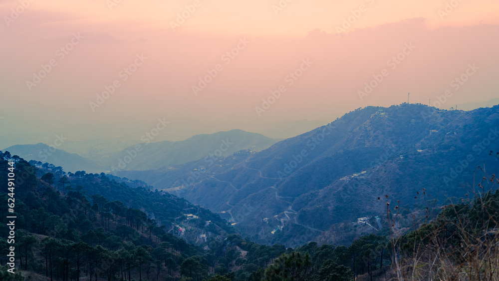 The landscape of Kasauli Himachal Pradesh during blue hour The landscape of Kasauli Himachal Pradesh during blue hour