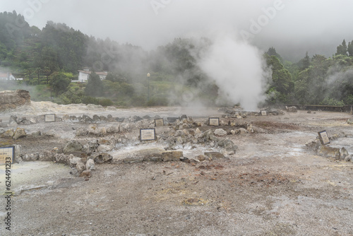 Volcanic activities on the island of Sao Miguel on the Azores. 