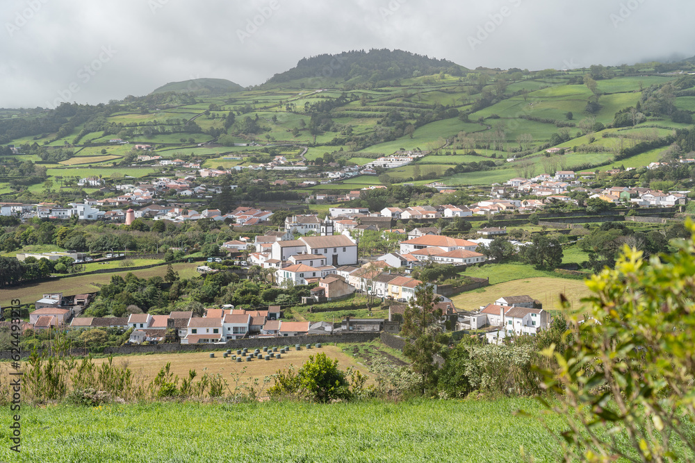 Little white village on Sao Miguel island in the Azores. 