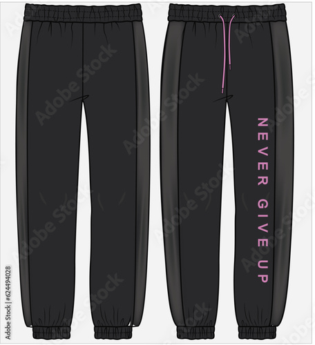 ACTIVE SPORTY CUT AND SEW LEATHER PANEL JOGGERS PERFORMANCE WEAR  DESIGNED FOR WOMEN AND TEEN GIRLS AND KID GIRLS IN EDITABLE FILE