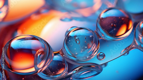 Abstract closeup of water bubbles. Shiny sudsy reflective droplets. Wallpaper background