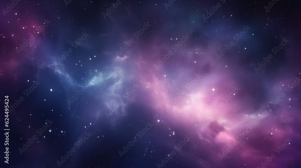 Colorful space galaxy cloud nebula. Stary night cosmos. Universe science astronomy. Supernova background wallpaper, Generative Ai