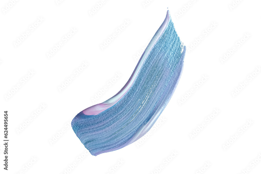 Blue and violet gradient acrylic paint, ink brush stroke, brush, line, art. Clean artistic design stripe elements. Isolated Hand Drawn PNG Texture. Transparent background.