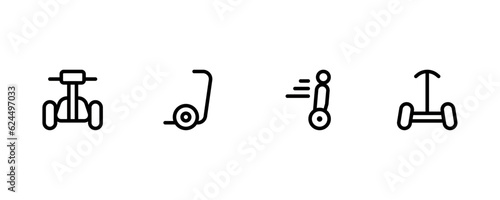 segway icon, gyroscooter icon. vector illustration. linear Editable Stroke. Line, Solid, Flat Line, thin style and Suitable for Web Page, Mobile App, UI, UX design.