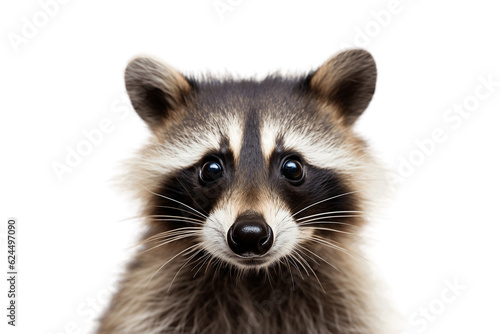 Young Raccoon Facing the Camera in a Headshot on a Transparent Background. AI © Usmanify