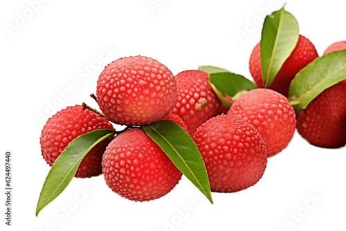 Red Lychee Fruit on Transparent Background. AI