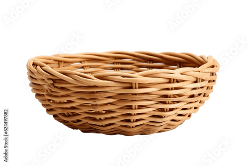 Wicker Basket Isolated on Transparent Background. AI