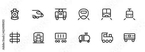 Rail Transport Icon. vector illustration. linear Editable Stroke. Line, Solid, Flat Line, thin style and Suitable for Web Page, Mobile App, UI, UX design.