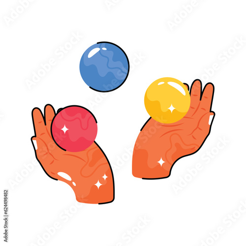 Juggling doodle vector filled outline Sticker. EPS 10 file