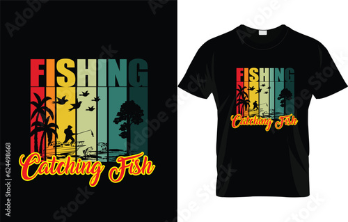 catching fish vintage typography t-shirt design.