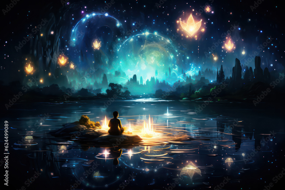 Serene and peaceful image of an alien and human sitting together in a tranquil natural setting, engaging in deep conversation, symbolizing the potential for harmony and understanding between different Serene and peaceful image of an alien and human sitting together in a tranquil natural setting, engaging in deep conversation, symbolizing the potential for harmony and understanding between different