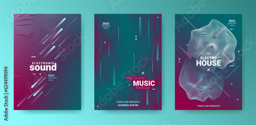 Psychedelic Dj Flyer. Electro Sound Cover. Techno Music Poster.