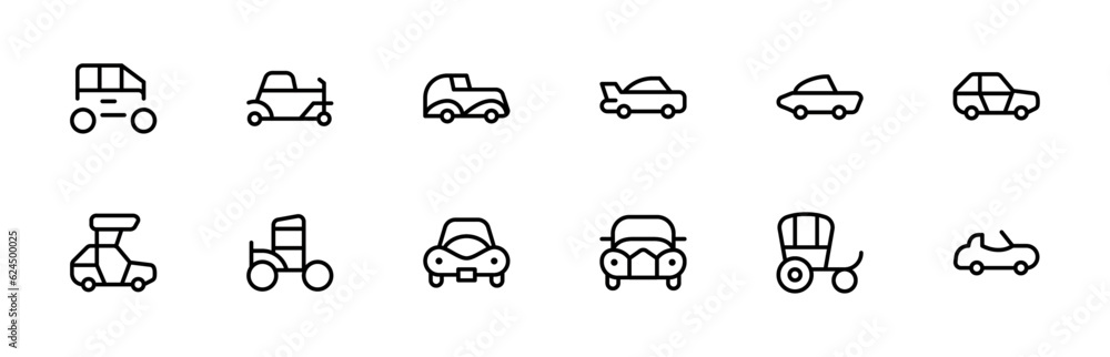 Vintage car icon. vector illustration. linear Editable Stroke. Line, Solid, Flat Line, thin style and Suitable for Web Page, Mobile App, UI, UX design.