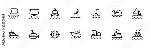 marine icon. cargo ship, sea transportation, oil & lng tanker, vector illustration. linear Editable Stroke. Line, Solid, Flat Line, thin style and Suitable for Web Page, Mobile App, UI, UX design.