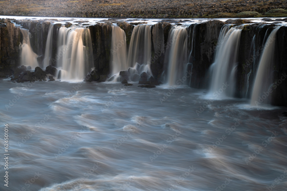 View of the Selfoss waterfall in the Jökulsárgljúfur National Park, Suðurland, Iceland. View of the Selfoss waterfall in the Jökulsárgljúfur National Park, Suðurland, Iceland.