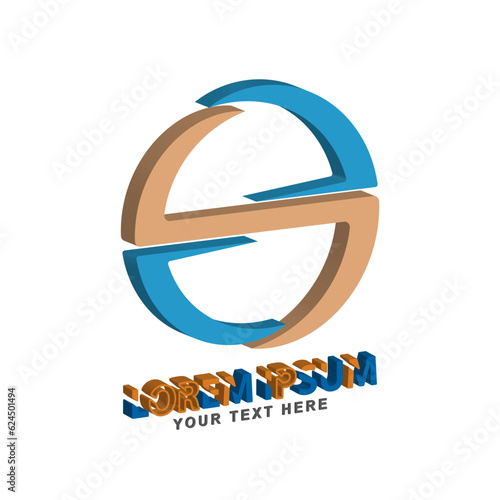 A circle with separated elements. 3d template for logo design, website or application. Community logo or corporate sign.