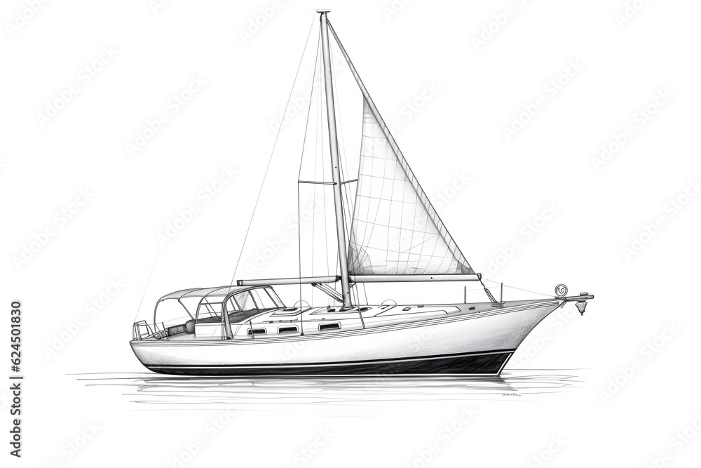 Sketch of a sailboat on a white background