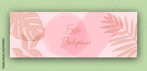 Background with tropical plants. A minimalist layout for covers, paintings, interior prints, posters and creative design