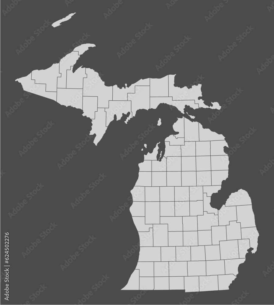 Obraz premium Michigan State administrative map