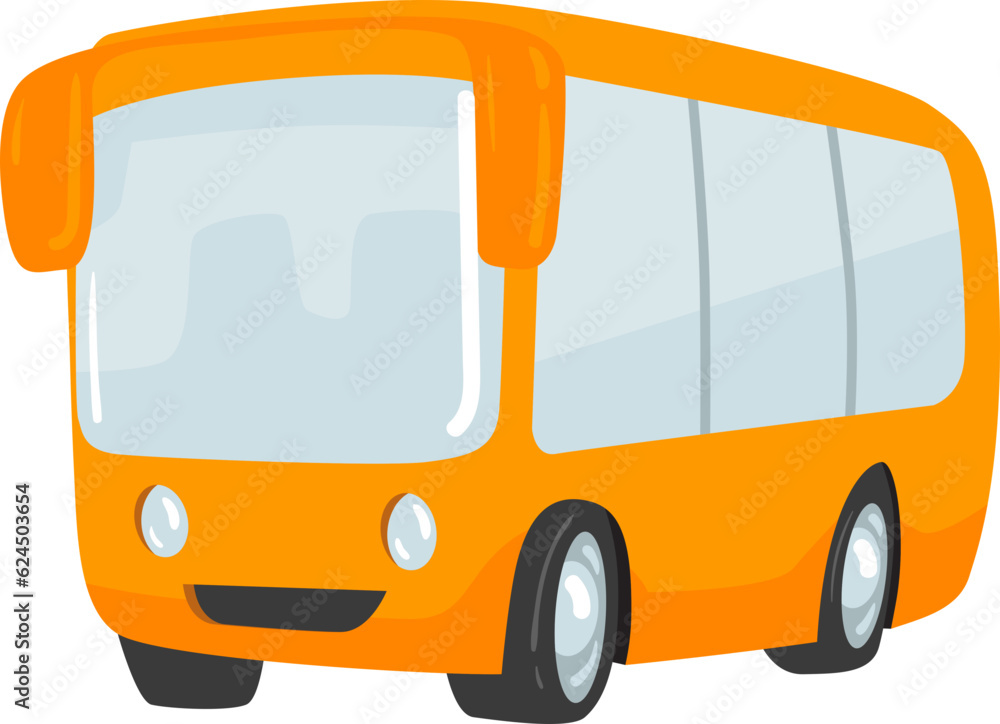 Yellow school bus isolated. Cartoon style. Vector illustration. 