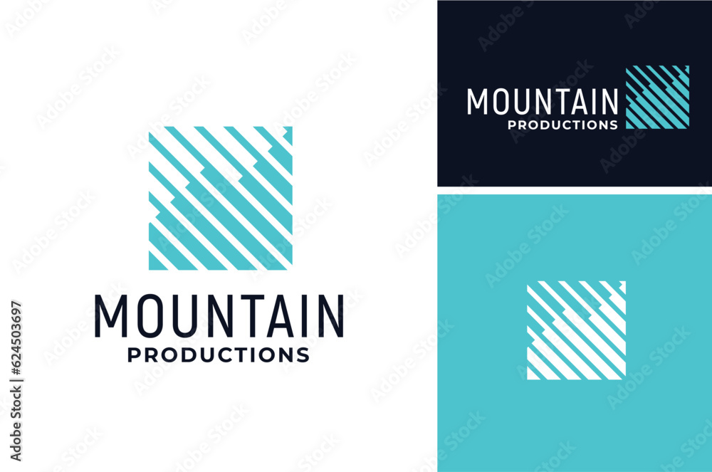 Square Stripes Mount Peak Top Mountain Silhouette logo design Square Stripes Mount Peak Top Mountain Silhouette logo design