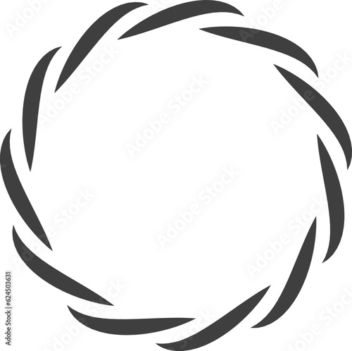 Round frame black and white vector ornament. Graphic border doodle. Ring curve link connection