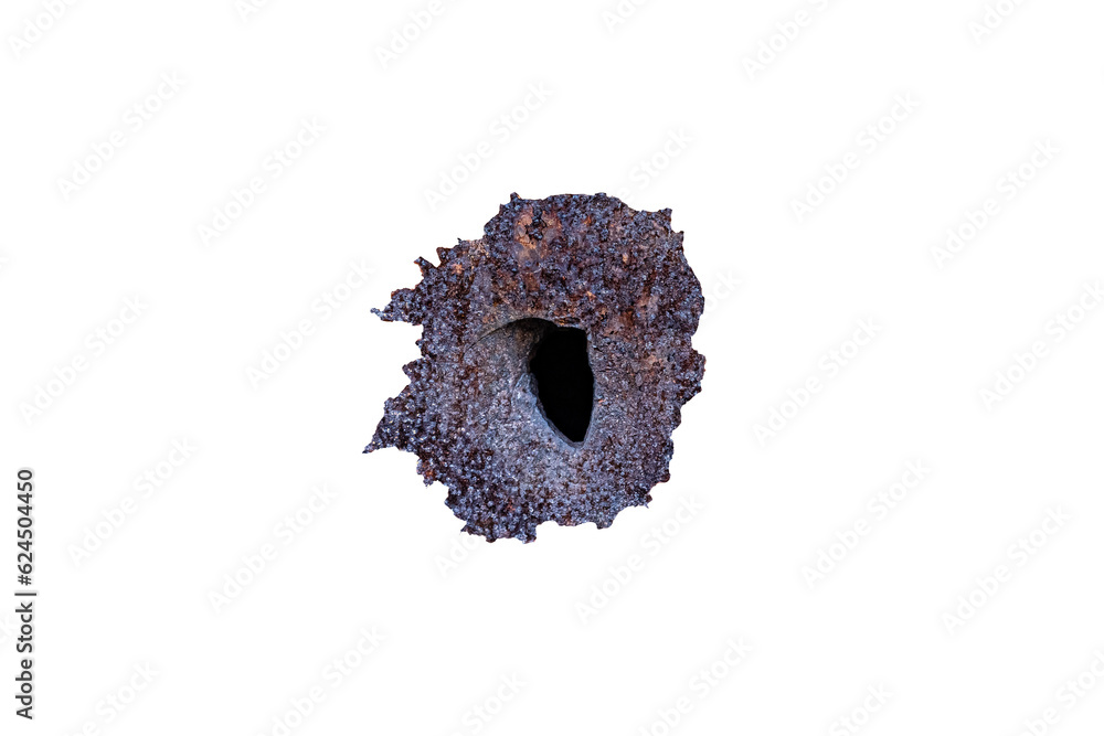 Bullet Hole on Metal Surface. Overlay Effect Bullet Hole on Metal Surface. Overlay Effect