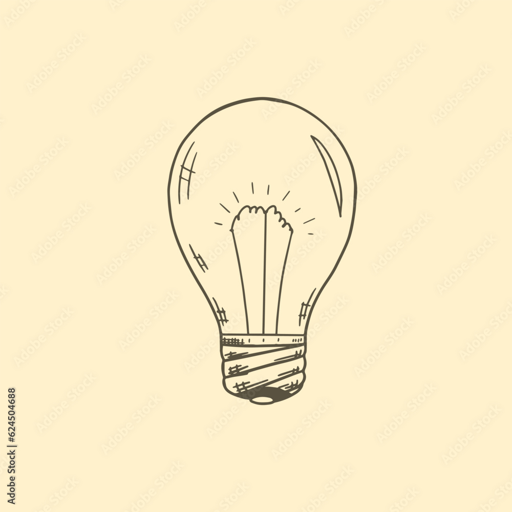 Hand drawn sketch vector illustration of a light bulb. Hand drawn sketch vector illustration of a light bulb.
