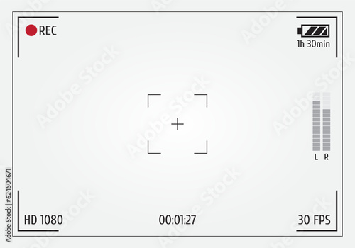 Camera viewfinder. Focusing screen of the camera. Viewfinder camera recording. Vector template for your design.