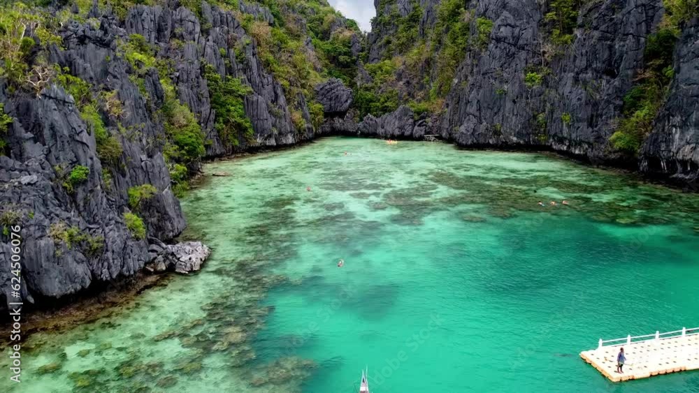 A Big lagoon in El Nido in the Philippines, taken from a drone A Big lagoon in El Nido in the Philippines, taken from a drone