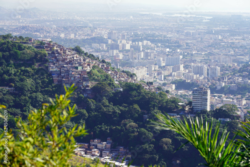 Cityscape from Mirante Dona Marta viewpoint with favelas and Tijuca forest, Rio de Janeiro, Brazil photo