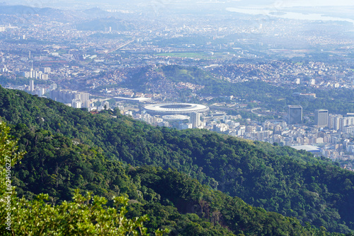 Aerial view with Maracana neighborhood and in the middle of the picture the famous Maracana stadium and the Maracanazinho arena, Rio de Janeiro, Brazil photo