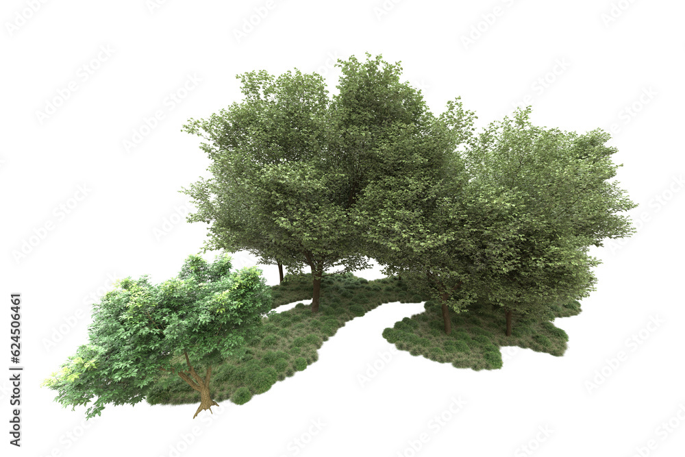 Fototapeta premium Landscape isolated on transparent background. 3d rendering - illustration