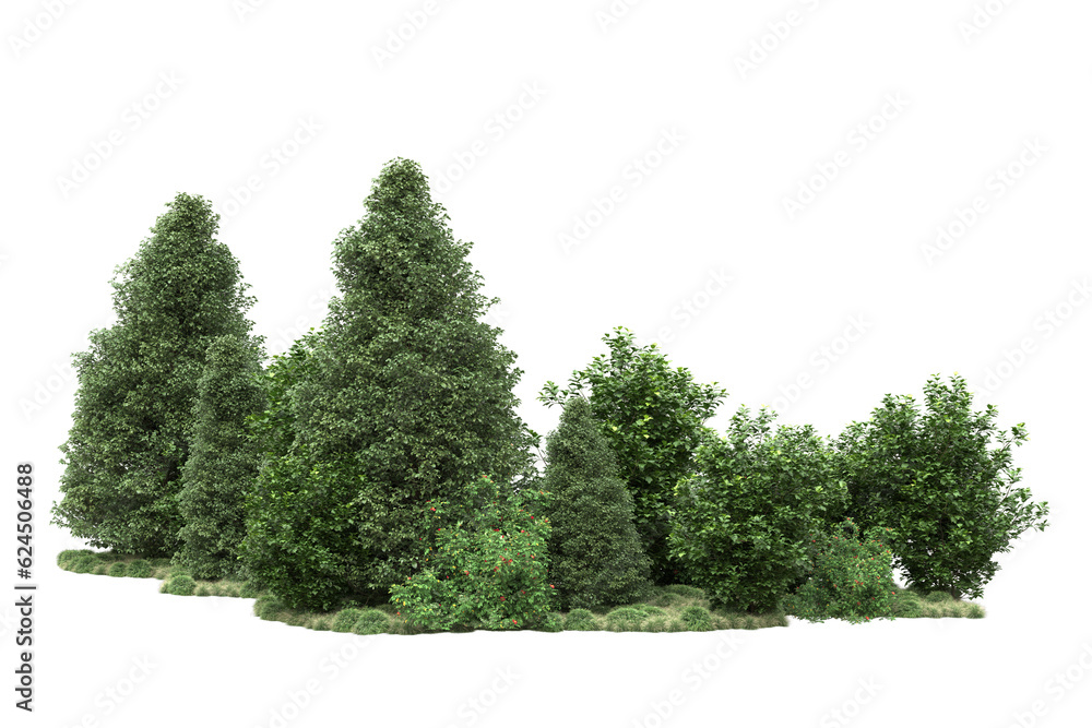 Landscape isolated on transparent background. 3d rendering - illustration Landscape isolated on transparent background. 3d rendering - illustration