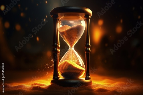 Epic Hourglass With Glowing Sand. Generative Ai