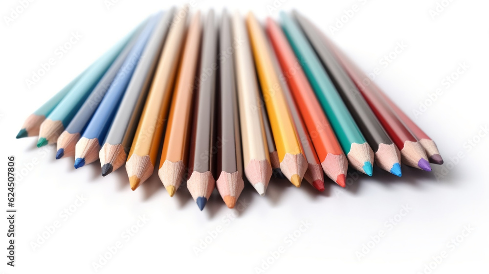 Color pencils isolated on white background. Generative AI Color pencils isolated on white background. Generative AI