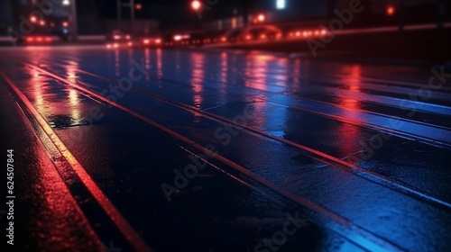 Dark street with neon light. Generative AI © Kateryna Kordubailo