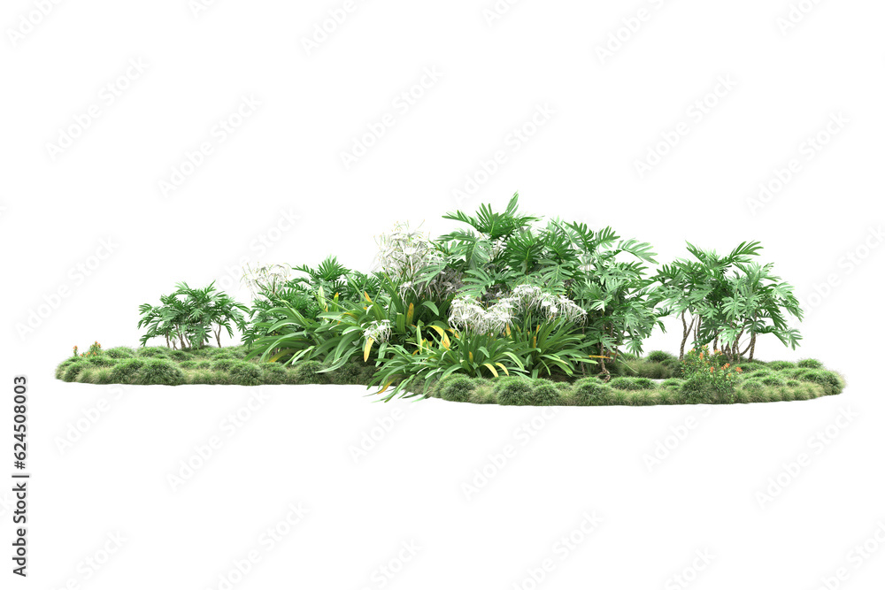 Landscape isolated on transparent background. 3d rendering - illustration Landscape isolated on transparent background. 3d rendering - illustration