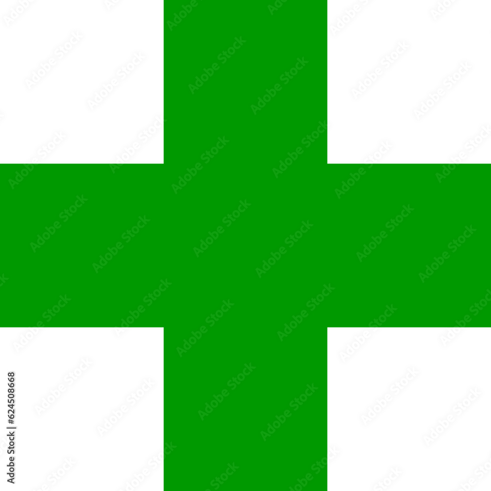 Green plus sign. Vector icon. Cross symbol of safety guidance. Green plus sign. Vector icon. Cross symbol of safety guidance.