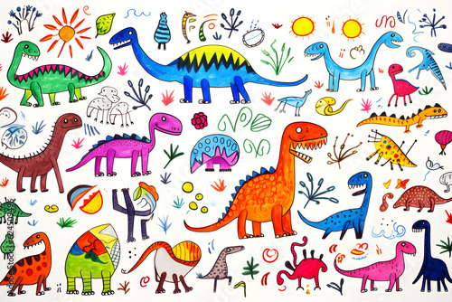 Dinosaurs painted by children © alexandr