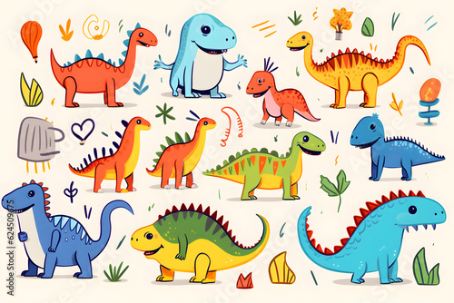 Dinosaurs painted by children