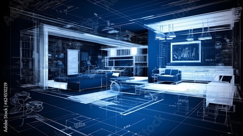Ai illustration of  blueprint  a guide for builders and designers, ensuring the accurate execution of projects.