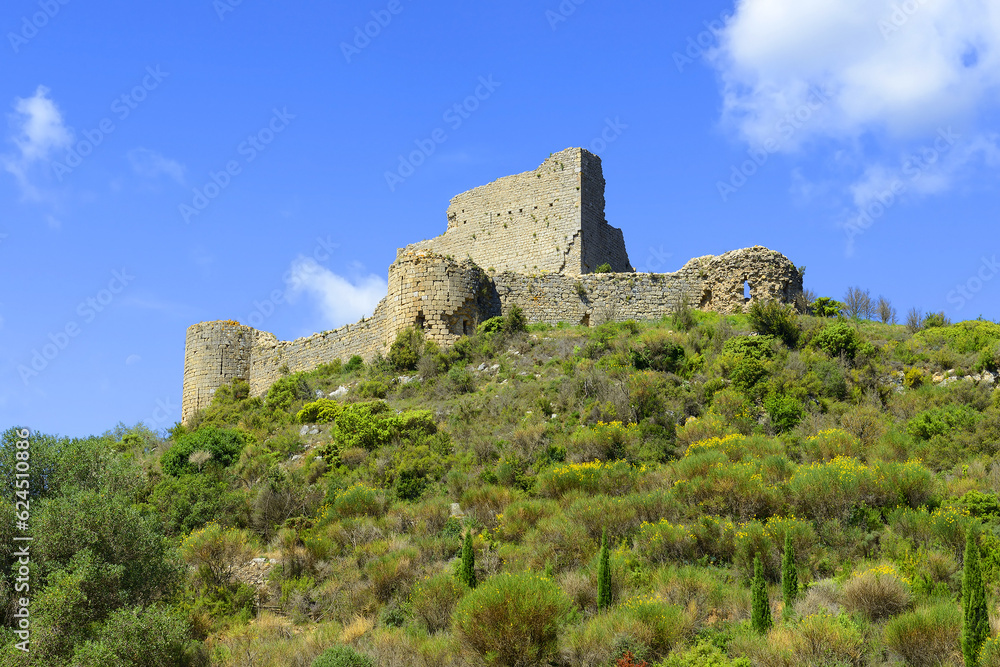 Fototapeta premium The Château d'Aguilar is a 12th-century castle, one of the so-called Cathar castles, located in the commune of Tuchan in the Aude département of France.