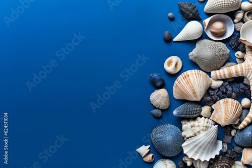 Abstract Seashells on a blue and purple background