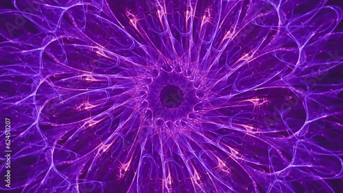 Seamless looping sacred mandala, deep mind spiritual visual awakening of intricate flowing geometric design in fluid motion. 