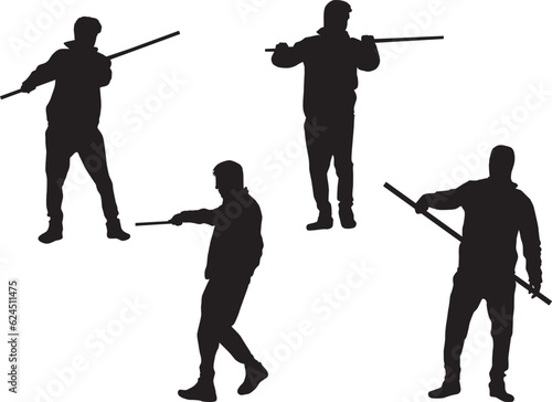Silhouette of a man in different positions.