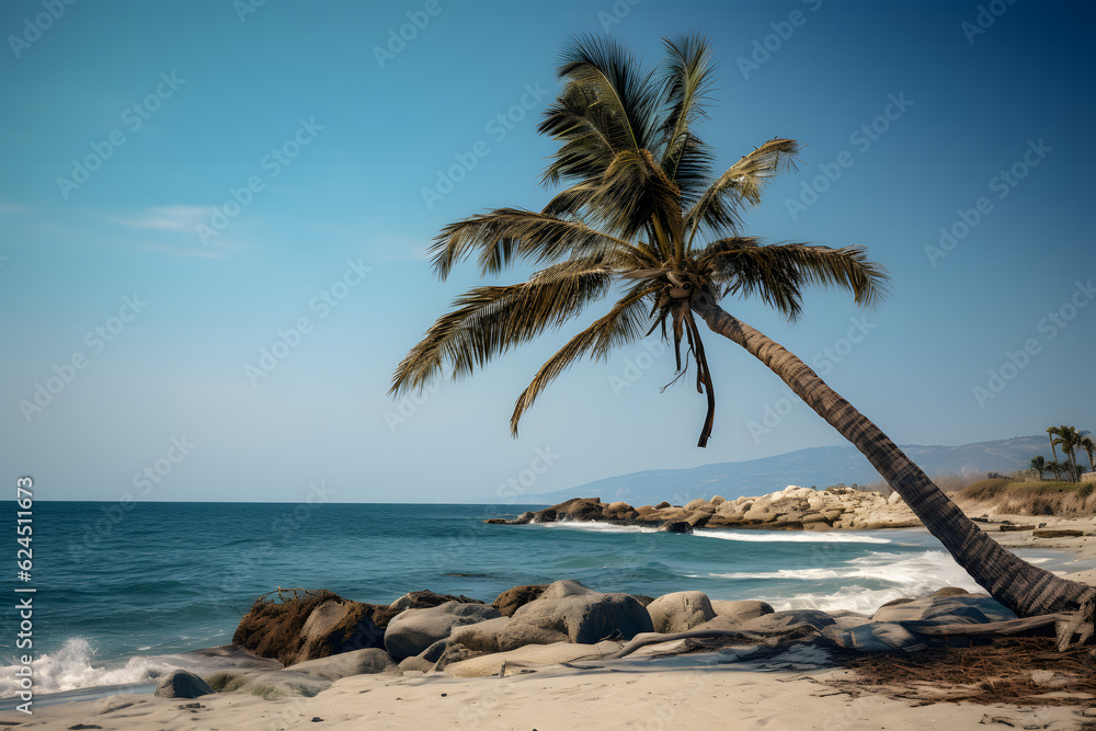 beach and a palm tree