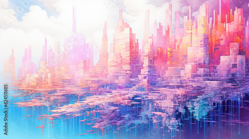 illustration. a virtual city of the future. a symbol of technology development © Space Wind