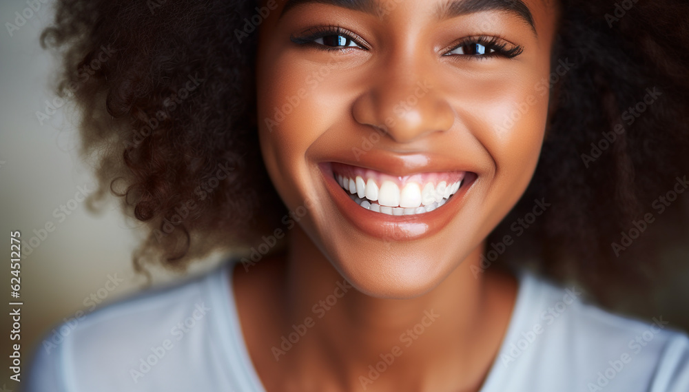 Portrait of young attractive african american woman on bright background. Cute girl with voluminous curly hair looking happy with wide perfect smile on her face. beautiful dark skinned happy Teenager Portrait of young attractive african american woman on bright background. Cute girl with voluminous curly hair looking happy with wide perfect smile on her face. beautiful dark skinned happy Teenager